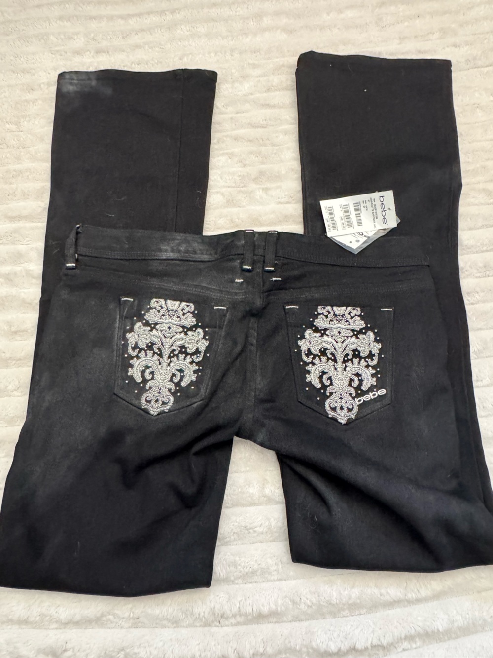 bebe Black Skinny Jeans with Embellished Back Pockets